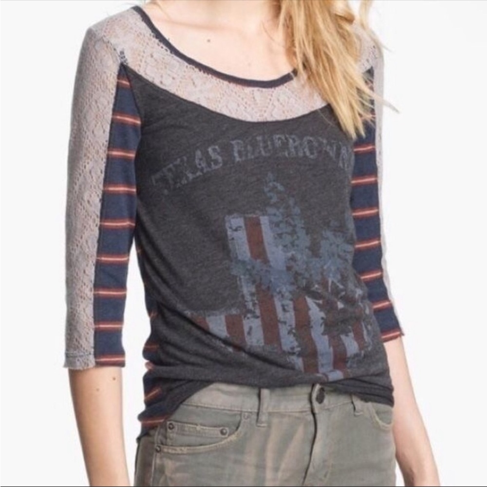 Free People Texas Bluebonnets crochet jersey